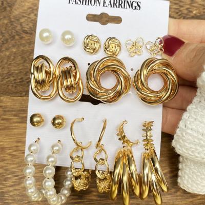 China Korean Vintage Duoying OEM New Arrival Earring Sets Gold Plated Earring Sets For Women 2021 for sale