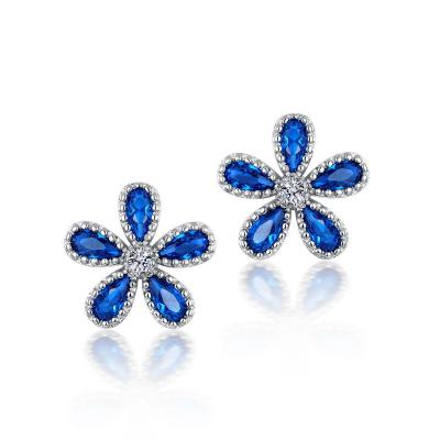 China Wholesale Romantic Flower Shape 925 Sterling Silver Stud Earrings 2020 Female Stud Earrings Luxury Zirconia Earrings for sale