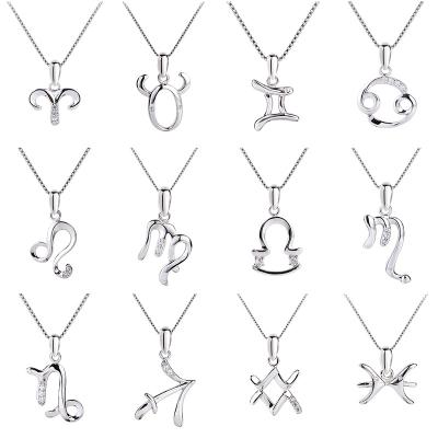 China 2020 Newest Zodiac Jewelry Wholesale Simple Design Women Jewelry Personalized 925 Silver Pendants Charm 12 Zodiac Necklace Pendants for sale