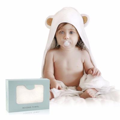 China Compressed High Quality Microfiber Soft Bamboo Hooded Baby Bath Towel With Cap for sale