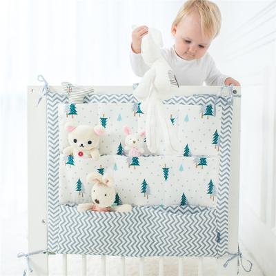 China Sustainable Nursery Organizer Baby Crib Bed Storage Hanging Organizer Bag For Diaper Toys Stacker for sale