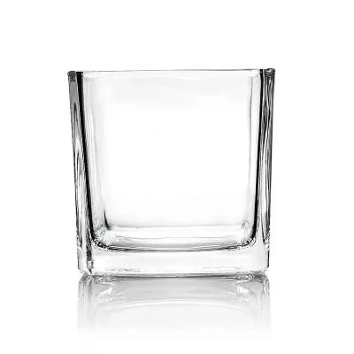 China Gift & Craft home decoration use square transparent empty glass container glass jars candle holder for candle making for sale