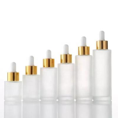 China Cosmetic Sizes All Available Frosted Glass Cylinder Essential Oil Serum Dropper Bottle With Pipette for sale