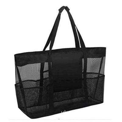 China Light Weight And Inner Pockets Waterproof Foldable Mesh Tote Bag Fashion Mesh Beach Bag for sale