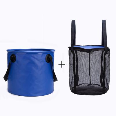 China Sustainable Collapsible Water Storage Container Bucket with Mesh Bag Aquarium Water Change Pail Foldable Water Container, Fishing Bucket for sale