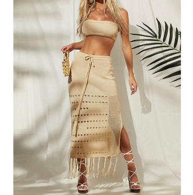 China Anti-pilling Women Mesh Sheer Bikini Cover Ups Set See Through Crop Tops and Cover Ups Swimwear Beach Two Piece Dresses for sale