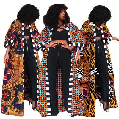 China New Fashion Autumn And Winter Windbreaker African Style Viable Ethnic Ladies Jacket Long Printing Dress for sale