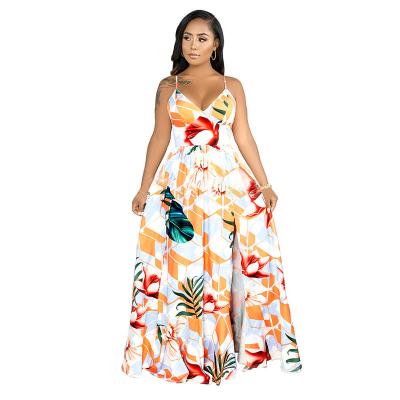 China Viable Women Sundress Floral Print Summer Beach Sleeveless Dress Draped Ladies Vacation Chic Dress Dress for sale