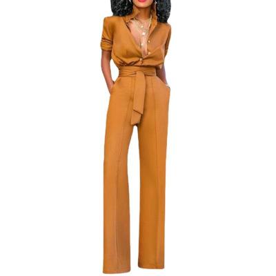 China New Office Lady Formal Jumpsuit QUICK DRY Rompers Straight Pants Ladies Long Sleeve Overalls Women 2021 for sale