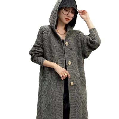 China Anti-wrinkle 2021 New Autumn Winter Tea Length Thick Hoodies Loose Coat Cardigan Sweater Knitting Women for sale