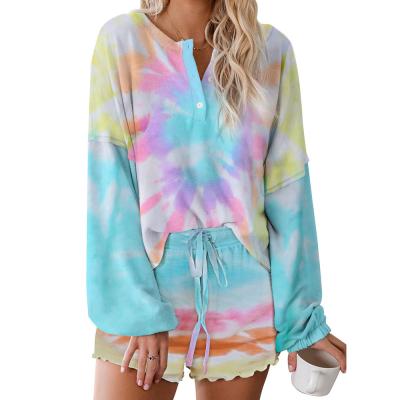 China Wholesale QUICK DRY pajamas tie-dyed women night wear pajama set cotton two piece pajamas for sale