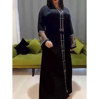 China African Cozy Feel Muslim Women Plus Size Cardigan Zipper Long Robe Loose Mesh Hot Rhinestone Abaya Dress muslimah for sale