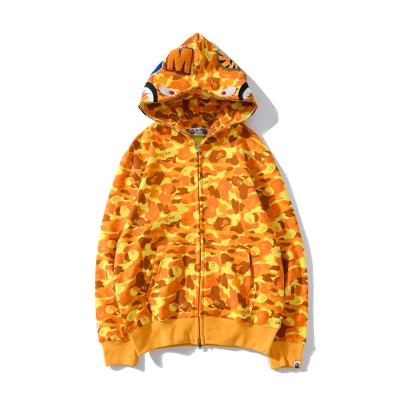 China Breathable Wholesale Yellow Blend Camouflage Bape Shark Case Hoodie Jacket Cotton Woman For Men for sale