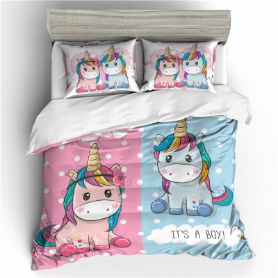 China Amazon Popular 100% Polyester Fiber Twin Cartoon Bedding Set Children Nondisposable for sale