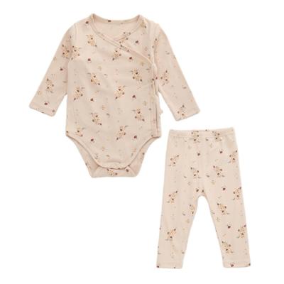 China New Cotton Design Digital Printing Around Neck Pants Tops And Shorts Baby Clothes Set for sale