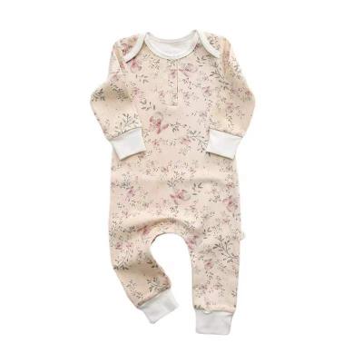 China Spandex/Cotton Baby Printed Onesie Autumn/Winter Wrap Collar Cotton 73cm Warm Dress Crawling Suit for sale