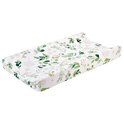 China Removable baby changing mat cover printed green leaf cover for infant changing table for sale