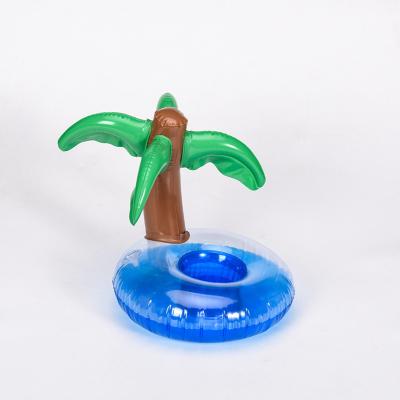 China New Design Portable PVC Inflatable Coconut Palm Tree Float PVC Inflatable Drink Cup Holder for sale