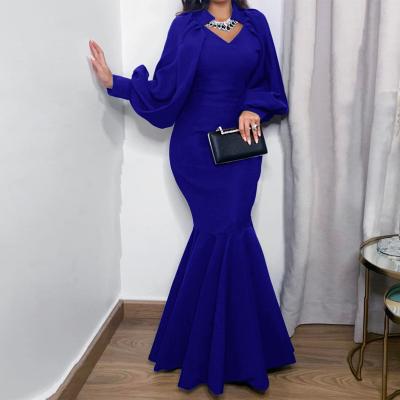 China New Viable Fishtail Plus Size Long Skirt Women Elegant Long Sleeve Evening Dress for sale