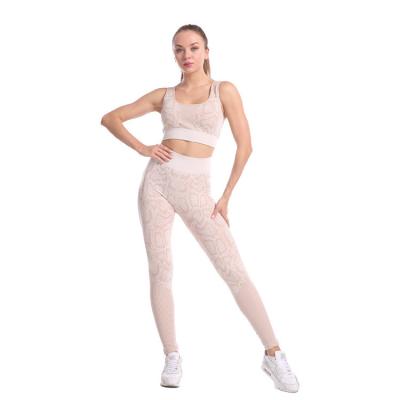 China Summer Snake Print Breathable Free Shipping Yoga 2 Sets Cross Back Women Fitness Clothing Fitness Set For Women for sale