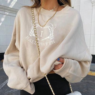 China Print Round Neck Pumpkin Plush Sweatshirt Women'S Hoodie Breathable Sweatshirt Long Sleeve Loose Women for sale