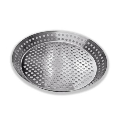 China Outdoor Dustproof Home Kitchen Camping Stainless Steel Pizza Grill Pan Non Stick Round Flat Bottom Grill Pan for sale