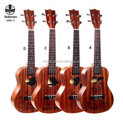 China High Quality And Beautiful Sapele Inlay Design 24 Inch Ukulele Guitar Wholesales China (UKB4-11) for sale