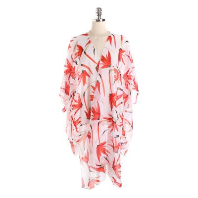 China Women Pink Soft Touch Feeling Summer Beach Shawl Elegant Floral Yellow Wrap White Sarongs Scarf Cover Up for sale