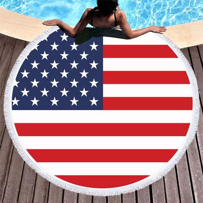 China Child Safe High Quality Sublimation Printing Hotel Shower USA Flag Microfiber Quick Dry Beach Towel With Logo for sale