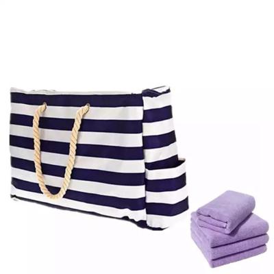 China High Quality Fashion Large Beach Tote Bag With Zipper Pocket And Waterproof Case Beach Bag for sale