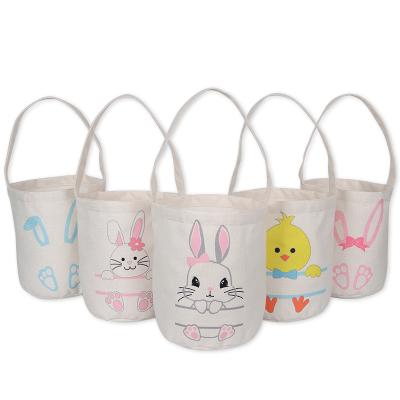 China Polyester Cotton Compound Bunny Bag Round Bottom Easter Egg Storage Basket New for sale