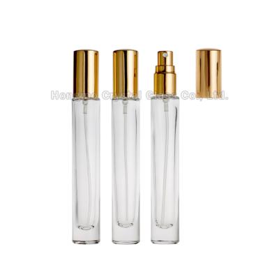 China Rectangle 10ml Cosmetic Perfume Roll On Glass Bottle 10ml Cylinder Clear Thick Bottom Spray Refillable Glass Bottles With Mist Sprayer for sale