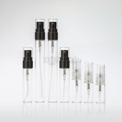 China 2ml 3ml 5ml 10ml Mini Cosmetic Empty Clear Refillable Glass Perfume Spray Bottle With Plastic Mist Spray for sale