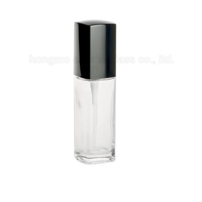 China 30ml Recyclable Material 1 Ounce 30ml Luxury Square Clear Glass Spray Pump Bottles With Black Pumps For Serum Oil for sale