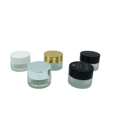 China Mini 5g 5ml Cosmetics Sample Container Recyclable Material Glass Eye Cream Testing Jar With Metal Lid for sale