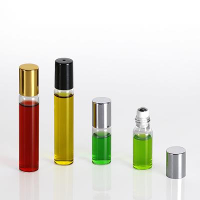 China Clear 5ml Cosmetic Glass Perfume Bottle 10ml Roll On Vials With Stainless Steel Balls For Essential Oil for sale