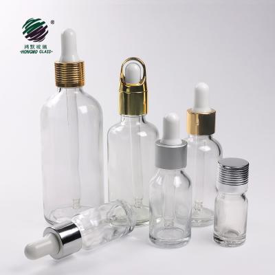 China Personal Care 5ml 10ml 15ml 20ml 30ml 50ml 100ml Clear Essential Oil Glass Bottles With Euro Dropper Cap Orifice Reducers For E Liquid Serum for sale