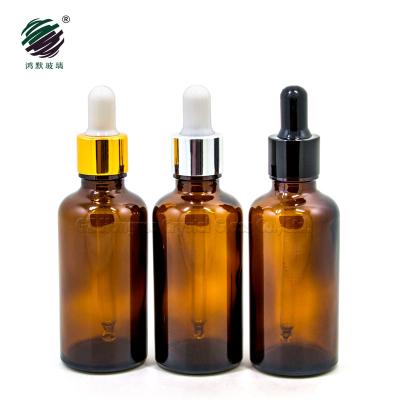 China Wholesale Empty Personal Care Serum 50ml Essential Oil Dropper Amber Glass Bottle With Pipette for sale