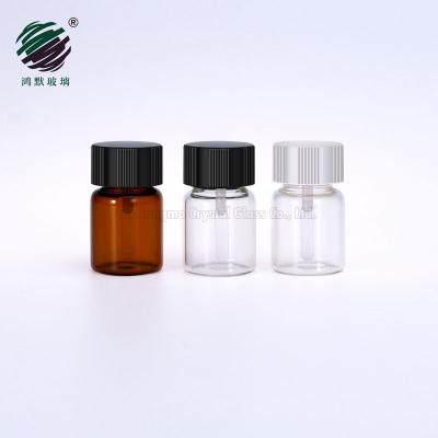 China Recyclable Material Clear Amber Glass Bottle 5ml Vials With Plastic Spatula For Foundation Cream Samples Packaging for sale