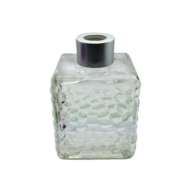 China Empty Square Tubular Personal Care Diffuser 200ml Glass Bottle For Aroma Scent With Metal Lid And Sticks for sale