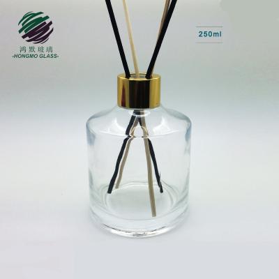 China Recyclable Round 250ml Tubular Material Clear Glass Diffuser Bottle For Aroma Oil Diffuser for sale