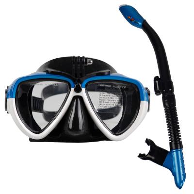 China 180 Wide View Snorkeling Set For Adults Anti Fog Coated Glass Diving Mask Snorkel Silicon Mouth Piece Anti Purge Valve Splash Guard for sale