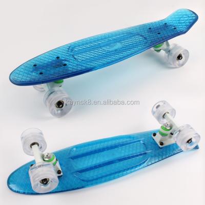 China Transparent Plastic Board Skateboard Plastic PU Wheels Cruiser With LED Wheels for sale