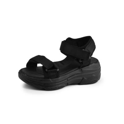 China Damping lightweight black women wedeg heel sandals shoes manufacturer bulk production chinese casual lycra platform for sale