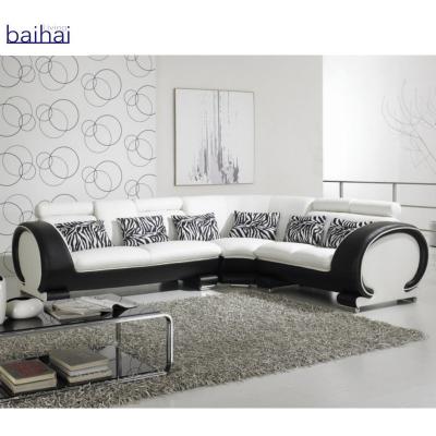 China Modern sofa leather moderno design cup support U shape sofa leather sofa, L shaped European market sofa for sale