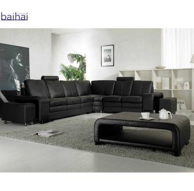 China Modern Mix Color Leather U Shape Sofa Living Room Sectional Sofa With Footstool, Customized Simple Design Sofa Set for sale