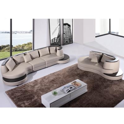 China Sofa With Adjustable Headrest +sofa Bed Design White Genuine Leather Round Living Room Sofa for sale