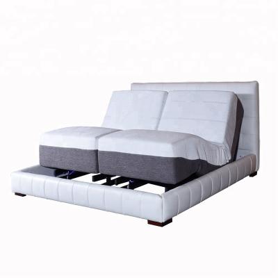 China Latest 2018 Eco - Friendly Electric Leather Upholstered Bed Frame With Adjustable Bed Base for sale