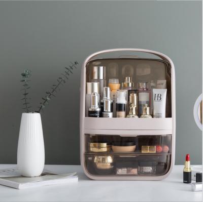 China QM Viable Cosmetic Storage Box Portable Desktop Organize Household Dustproof Acrylic Cosmetic Storage Box for sale