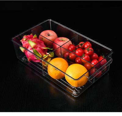 China QM Amazon Zone Dividing Kitchen Organizer Food Storage Fridge Viable Transparent Clear Transparent Stackable Storage Box With Lid for sale